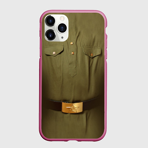 Чехол iPhone 11 Pro матовый Униформа солдата / 3D-Малиновый – фото 1