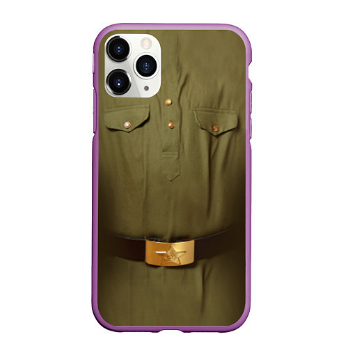 Чехол iPhone 11 Pro матовый Униформа солдата / 3D-Фиолетовый – фото 1