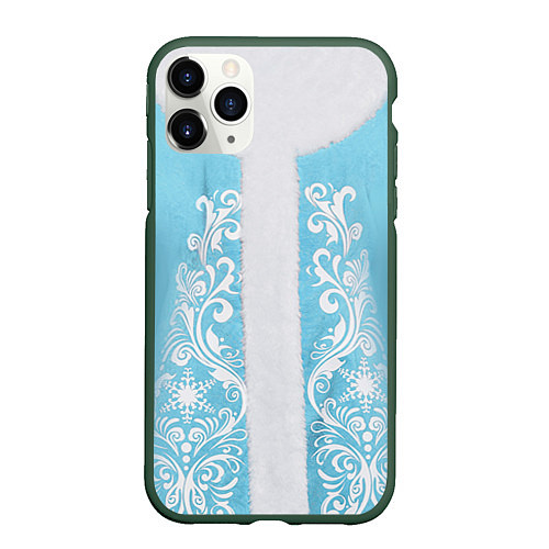 Чехол iPhone 11 Pro матовый Снегурочка / 3D-Темно-зеленый – фото 1