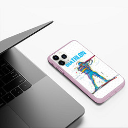 Чехол iPhone 11 Pro матовый Биатлон, цвет: 3D-розовый — фото 2