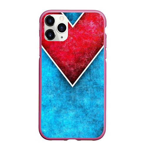 Чехол iPhone 11 Pro матовый Grunge superhero line - геометрические линии / 3D-Малиновый – фото 1