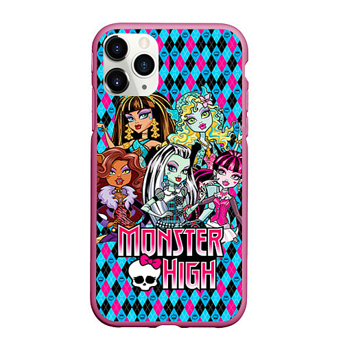 Чехол iPhone 11 Pro матовый Monster High / 3D-Малиновый – фото 1