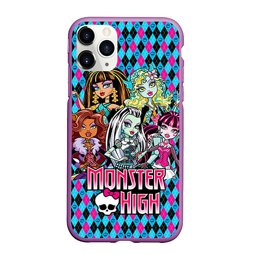 Чехол iPhone 11 Pro матовый Monster High / 3D-Фиолетовый – фото 1