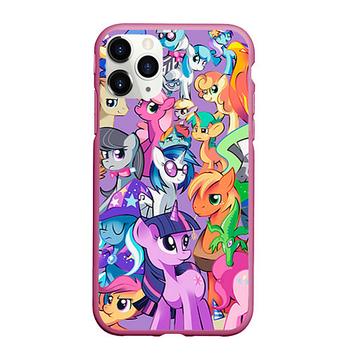 Чехол iPhone 11 Pro матовый My Little Pony / 3D-Малиновый – фото 1