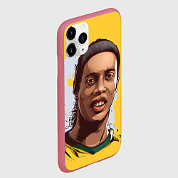 Чехол iPhone 11 Pro матовый Ronaldinho Art, цвет: 3D-малиновый — фото 2