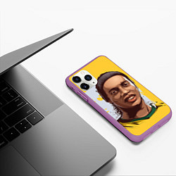 Чехол iPhone 11 Pro матовый Ronaldinho Art, цвет: 3D-фиолетовый — фото 2