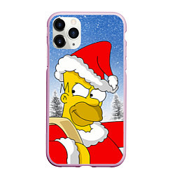 Чехол iPhone 11 Pro матовый Санта Гомер, цвет: 3D-розовый