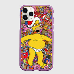 Чехол iPhone 11 Pro матовый Обжора Гомер, цвет: 3D-фиолетовый