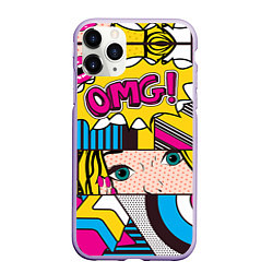 Чехол iPhone 11 Pro матовый POP ART, цвет: 3D-светло-сиреневый