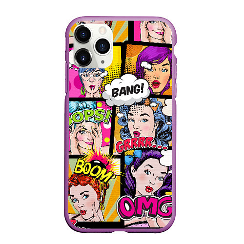 Чехол iPhone 11 Pro матовый POP ART / 3D-Фиолетовый – фото 1