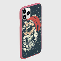 Чехол iPhone 11 Pro матовый Санта хипстер, цвет: 3D-малиновый — фото 2