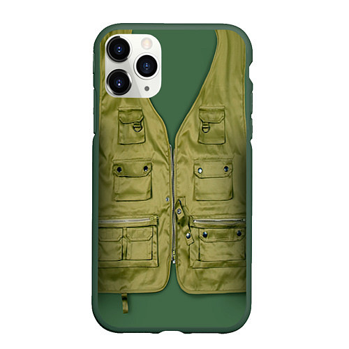 Чехол iPhone 11 Pro матовый Жилетка рыбака / 3D-Темно-зеленый – фото 1