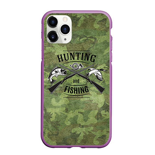 Чехол iPhone 11 Pro матовый Hunting & Fishing / 3D-Фиолетовый – фото 1