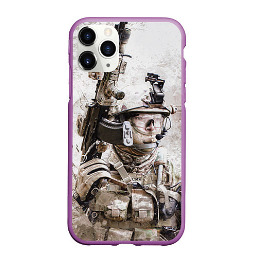 Чехол iPhone 11 Pro матовый ФСБ Альфа / 3D-Фиолетовый – фото 1