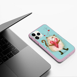 Чехол iPhone 11 Pro матовый Котик, цвет: 3D-розовый — фото 2