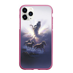 Чехол iPhone 11 Pro матовый Небесные лошади