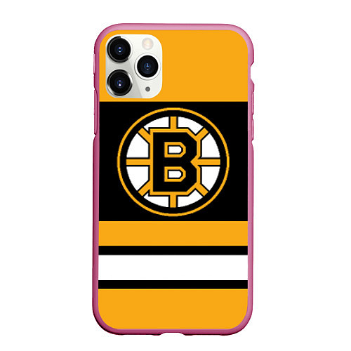 Чехол iPhone 11 Pro матовый Boston Bruins / 3D-Малиновый – фото 1