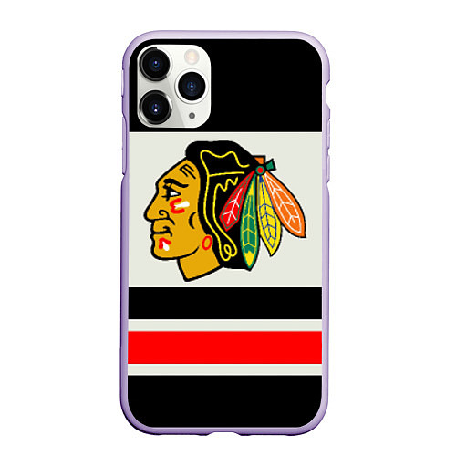 Чехол iPhone 11 Pro матовый Chicago Blackhawks / 3D-Светло-сиреневый – фото 1