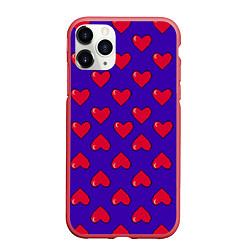 Чехол iPhone 11 Pro матовый Hearts Pattern