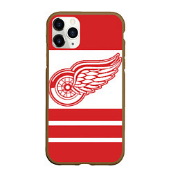 Чехол iPhone 11 Pro матовый Detroit Red Wings, цвет: 3D-коричневый