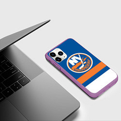 Чехол iPhone 11 Pro матовый New York Islanders, цвет: 3D-фиолетовый — фото 2