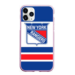 Чехол iPhone 11 Pro матовый New York Rangers, цвет: 3D-розовый
