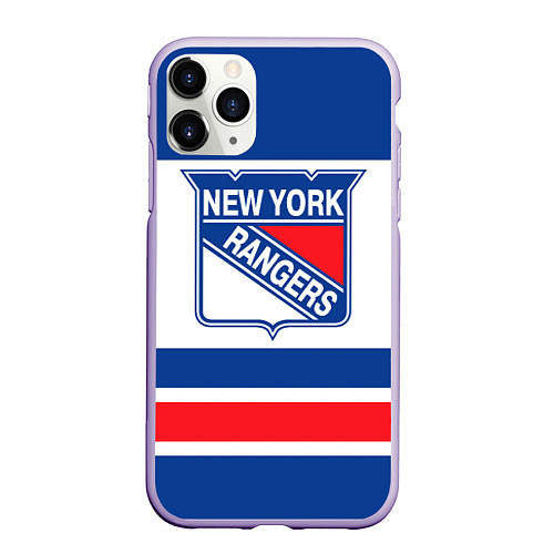 Чехол iPhone 11 Pro матовый New York Rangers / 3D-Светло-сиреневый – фото 1