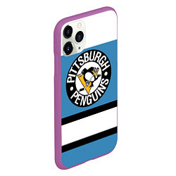 Чехол iPhone 11 Pro матовый Pittsburgh Penguins: White, цвет: 3D-фиолетовый — фото 2