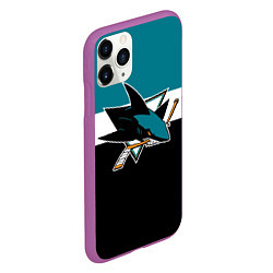 Чехол iPhone 11 Pro матовый San Jose Sharks, цвет: 3D-фиолетовый — фото 2