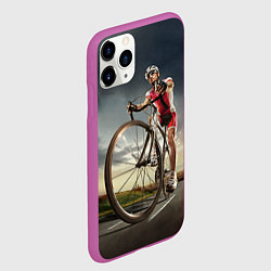 Чехол iPhone 11 Pro матовый Велогонщик, цвет: 3D-фиолетовый — фото 2