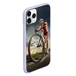 Чехол iPhone 11 Pro матовый Велогонщик, цвет: 3D-светло-сиреневый — фото 2