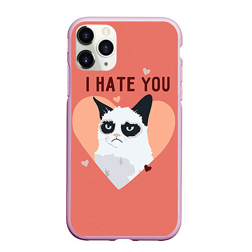 Чехол iPhone 11 Pro матовый I hate you / 3D-Розовый – фото 1