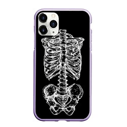 Чехол iPhone 11 Pro матовый Скелет, цвет: 3D-светло-сиреневый