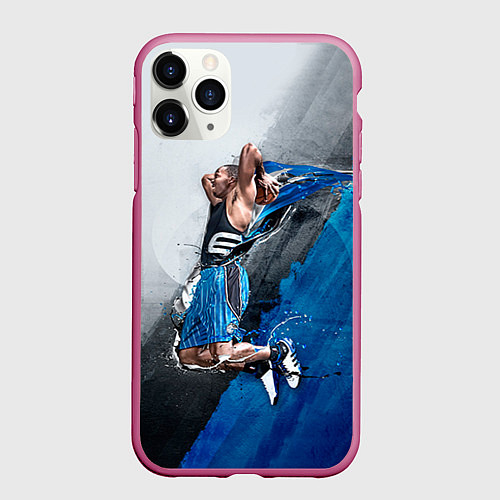 Чехол iPhone 11 Pro матовый Баскетбол бросок / 3D-Малиновый – фото 1