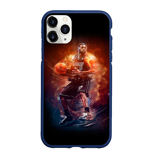 Чехол iPhone 11 Pro матовый Баскетболист / 3D-Тёмно-синий – фото 1