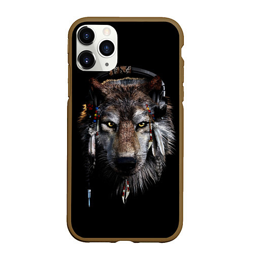 Чехол iPhone 11 Pro матовый Волк-шаман / 3D-Коричневый – фото 1