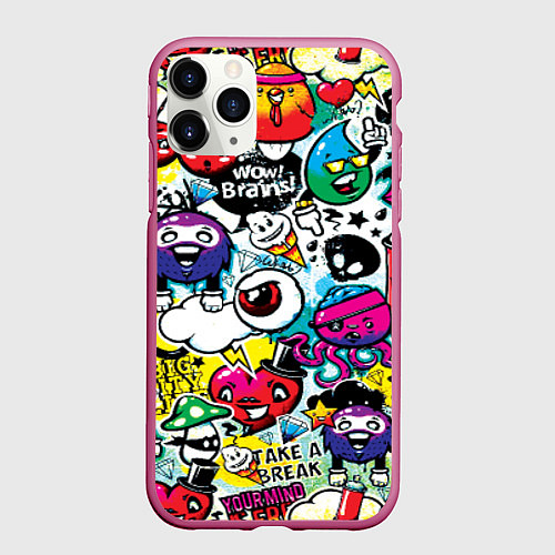 Чехол iPhone 11 Pro матовый Bombing / 3D-Малиновый – фото 1