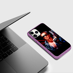 Чехол iPhone 11 Pro матовый Терминатор с пистолетом, цвет: 3D-фиолетовый — фото 2