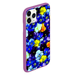 Чехол iPhone 11 Pro матовый Синие цветы, цвет: 3D-фиолетовый — фото 2