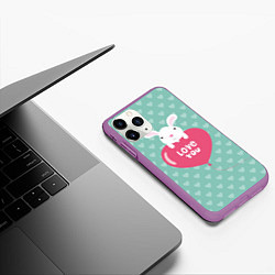 Чехол iPhone 11 Pro матовый Rabbit: Love you, цвет: 3D-фиолетовый — фото 2