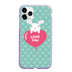 Чехол iPhone 11 Pro матовый Rabbit: Love you, цвет: 3D-светло-сиреневый