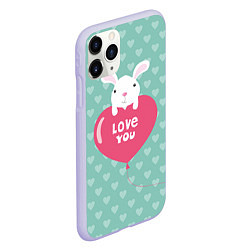 Чехол iPhone 11 Pro матовый Rabbit: Love you, цвет: 3D-светло-сиреневый — фото 2
