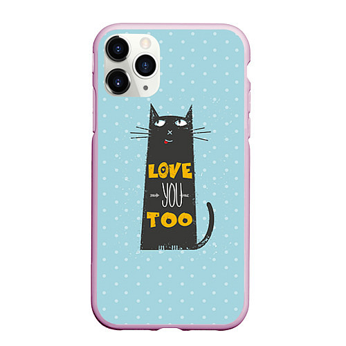 Чехол iPhone 11 Pro матовый Kitty: Love you too / 3D-Розовый – фото 1