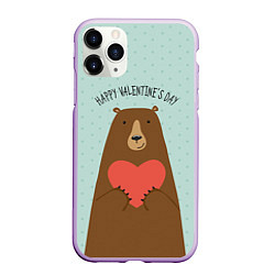 Чехол iPhone 11 Pro матовый Медведь с сердцем