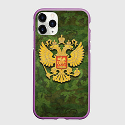 Чехол iPhone 11 Pro матовый Герб на камуфляже