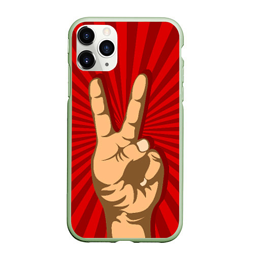 Чехол iPhone 11 Pro матовый Всё Peace DATA / 3D-Салатовый – фото 1