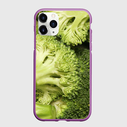 Чехол iPhone 11 Pro матовый Брокколи / 3D-Фиолетовый – фото 1