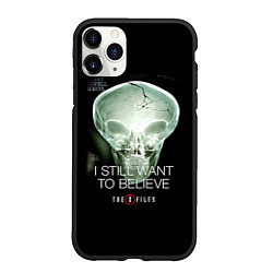 Чехол iPhone 11 Pro матовый X-files: Alien skull, цвет: 3D-черный