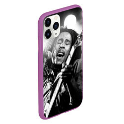 Чехол iPhone 11 Pro матовый Боб Марли поет, цвет: 3D-фиолетовый — фото 2