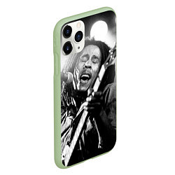 Чехол iPhone 11 Pro матовый Боб Марли поет, цвет: 3D-салатовый — фото 2